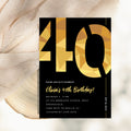 Elegant Black & Gold 40th Birthday Invitation Template | Editable Birthday Party Invite | Instant Download Canva