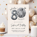Editable 80th Birthday Photo Invitation Canva Template Silver Balloon Minimalist Party Invite Instant Download