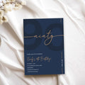 Modern Navy Blue & Gold 90th Birthday Invitation – Editable Canva Template