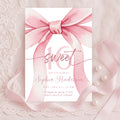 Blush Pink Bow Sweet 16 Invitation Template | Editable 16th Birthday Party Invite | Canva Instant Download