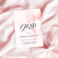 Elegant Blush Pink Bow Graduation Invitation with Photo | Editable Graduation Party Invite