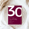 Elegant Burgundy 30th Birthday Invitation Template | Chic Thirty Milestone Party Invite | Editable & Instant Download