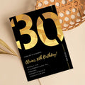 Elegant Black & Gold 30th Birthday Invitation Template | Editable Birthday Party Invite | Instant Download Canva