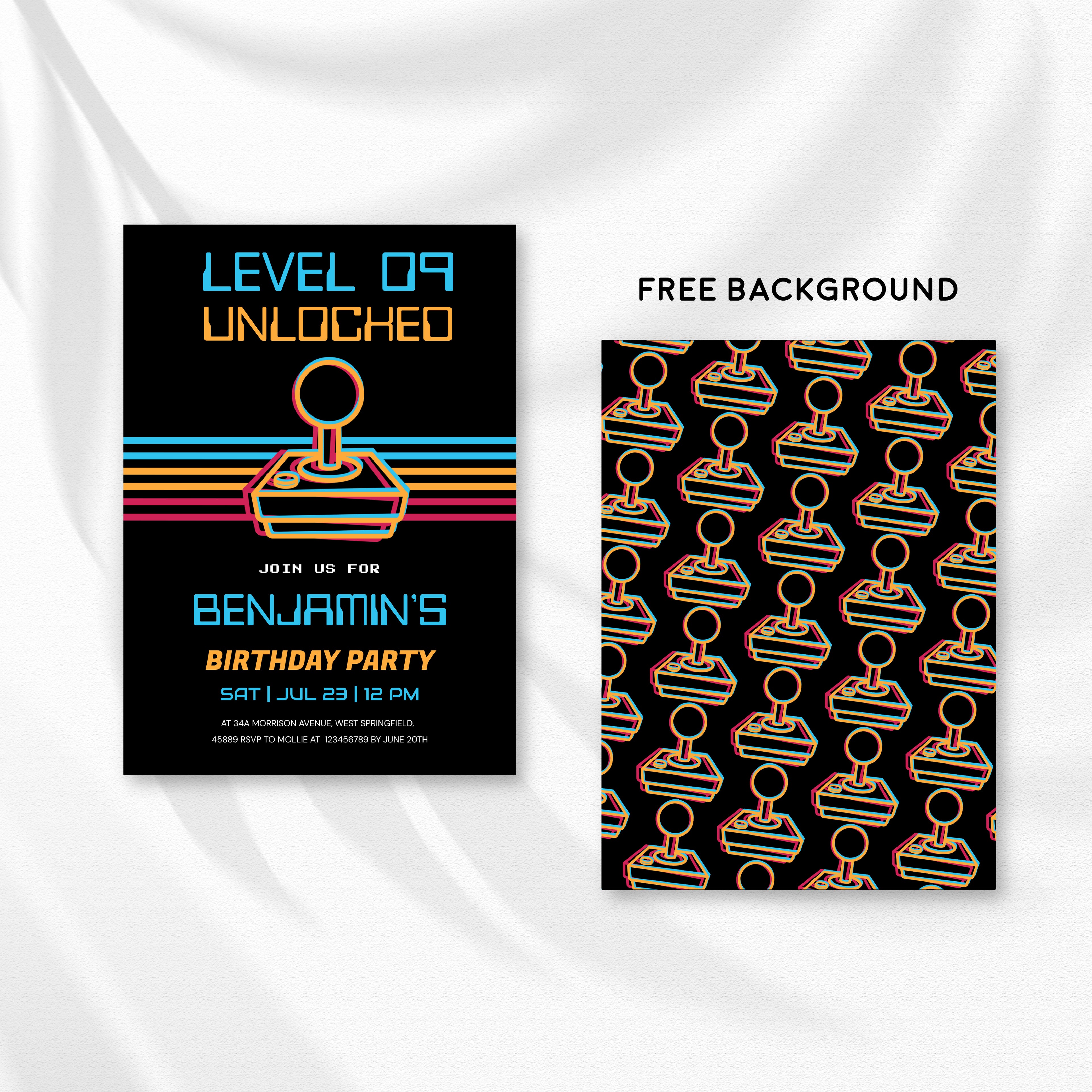 Retro Gamer Birthday Invitation Template | Video Game Party Invite for Boys | Editable Canva Instant Download