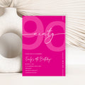Modern Pink 90th Birthday Invitation | Minimalist Editable Canva Template
