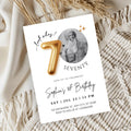 Modern Minimalist 70th Birthday Gold Balloon Photo Invitation Template | Elegant Milestone Party Invite | Editable & Instant Download