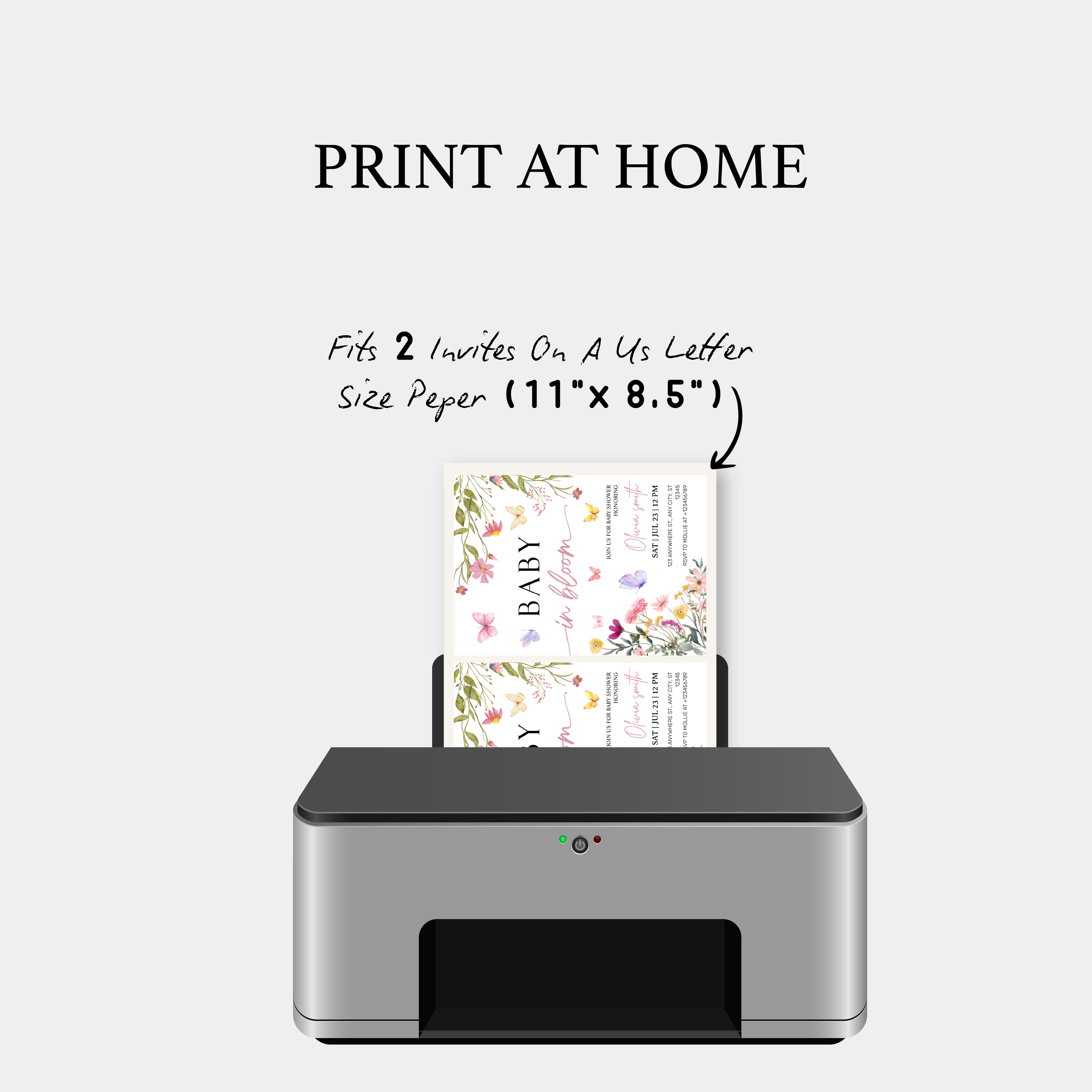 Baby in Bloom Wildflower Baby Shower Invitation Template | Editable Floral Garden Baby Shower Invite | Printable Boho Spring Baby Shower