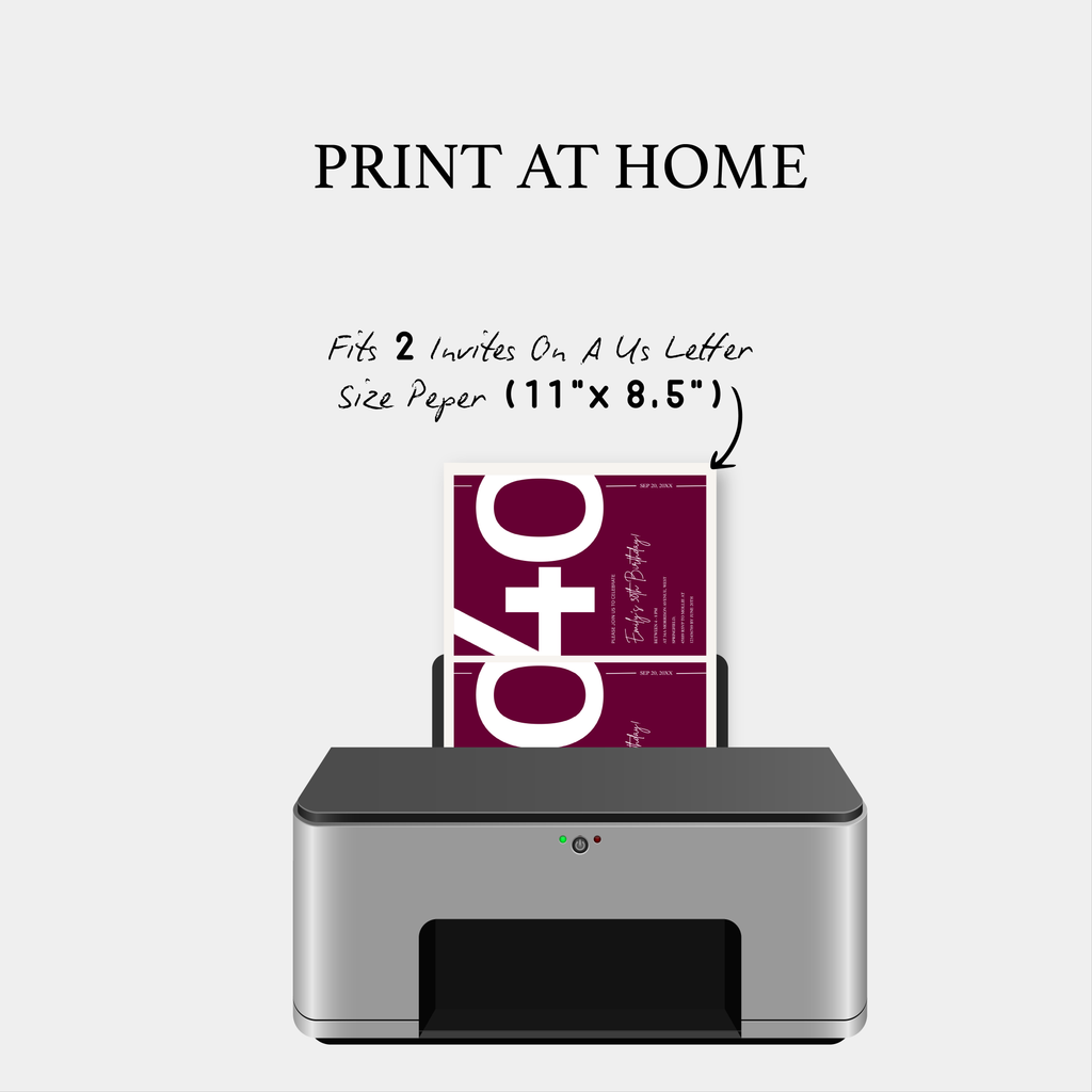 Elegant Burgundy 40th Birthday Invitation Template | Chic Forty Milestone Party Invite | Editable & Instant Download