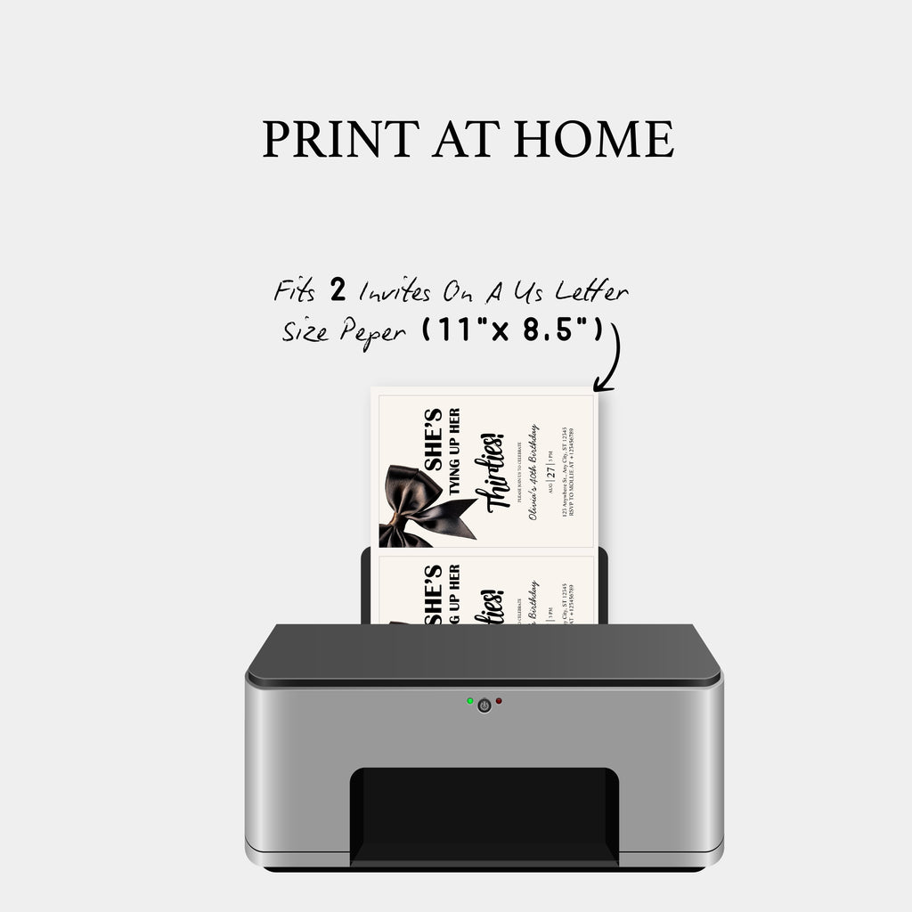 Elegant Black Bow Birthday Invitation – Editable Canva Template