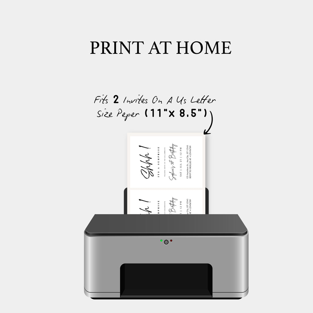 Elegant Black Calligraphy Surprise Party Invitation – Editable Canva Template