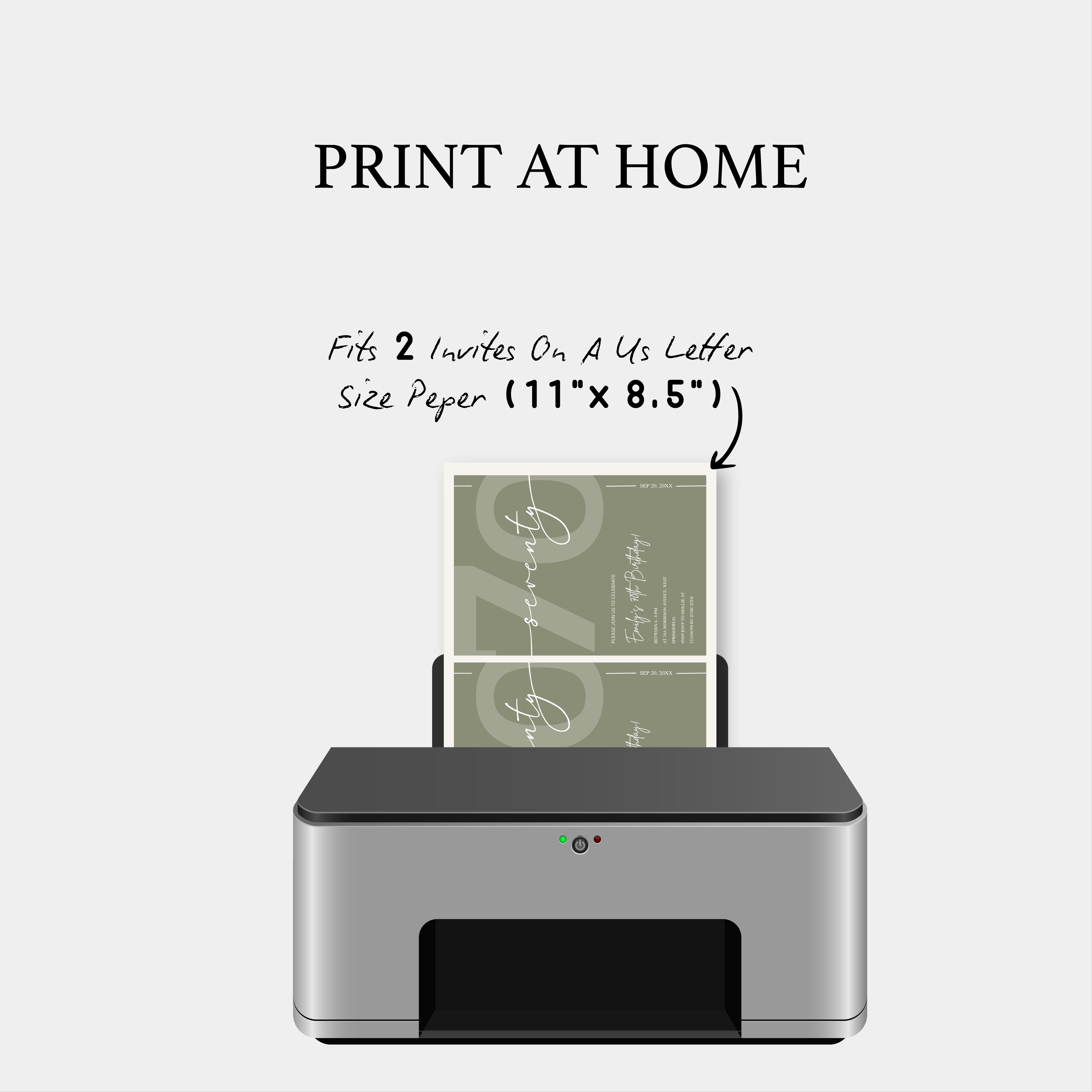 Elegant Sage Green 70th Birthday Invitation Template | Minimalist Seventy Milestone Party Invite | Editable & Instant Download