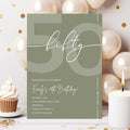 Elegant Sage Green 50th Birthday Invitation Template | Minimalist Fifty Milestone Party Invite | Editable & Instant Download
