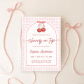 Editable “Cherry on Top” 1st Birthday Invitation | Gingham First Birthday Canva Template – Instant Download