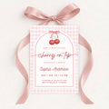 Editable She is the Cherry on Top Baby Shower Invitation | Gingham Cherry Canva Template – Instant Download