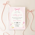 Editable Silly Goose Baby Shower Invitation | Pink Bow Gingham Canva Template – Instant Download