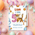 Wild & Cute Tiger 5th Birthday Invitation – Editable Canva Template