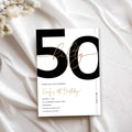 Modern Minimalist White & Gold 50th Birthday Party Invitation – Editable Canva Template